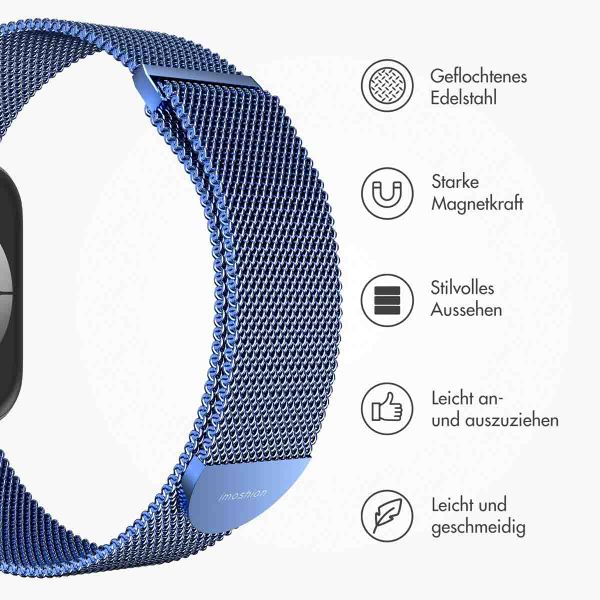 imoshion Mailändische Magnetarmband für die Apple Watch Series 1 bis 10 / SE / Ultra (2) (44/45/46/49 mm) - Größe M - Blau