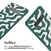 imoshion Silikonhülle design mit Band für das Samsung Galaxy S10 - Petrol Green Groovy