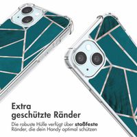 imoshion Design Hülle mit Band für das iPhone 15 - Petrol Green Graphic