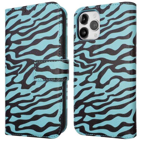 imoshion ﻿Design Klapphülle für das iPhone 12 (Pro) - Black Blue Stripes