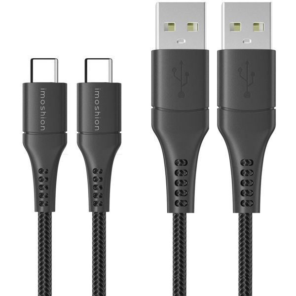 imoshion 2 Pack USB-C- auf USB-Kabel - Geflochtenes Gewebe - 1.5 m - Schwarz