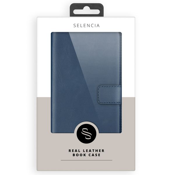 Selencia Echtleder Klapphülle Apple iPhone 12 Mini - Blau