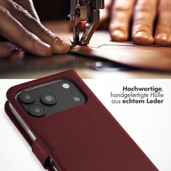 Selencia Echtleder Klapphülle Apple iPhone 18 Pro / 17 Pro - Burgundy