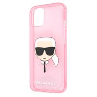 Karl Lagerfeld Karl's Head Silikonhülle Glitter für das iPhone 13 Mini - Transparent Rosa