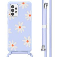 imoshion Silikonhülle design mit Band für das Samsung Galaxy A52(s) / (5G/4G) - Lila Flower Distance