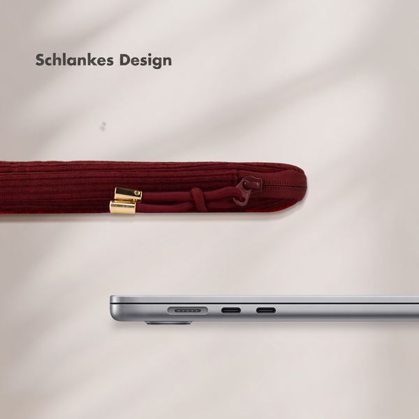 Selencia Cord Laptop Hülle 15-16 Zoll - Laptop Sleeve - Deep Burgundy