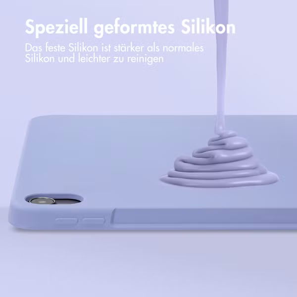 Accezz Liquid Silicone Back Cover mit Stifthalter Apple iPad Air 11 Zoll (2025) M3 / (2024) M2 / Air 5 (2022) / Air 4 (2020) - Lila