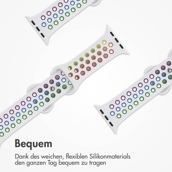 imoshion Sportarmband⁺ für die Apple Watch Series 1 bis 9 / SE (38/40/41 mm) | Series 10 (42 mm) - Größe S/M - White Rainbow