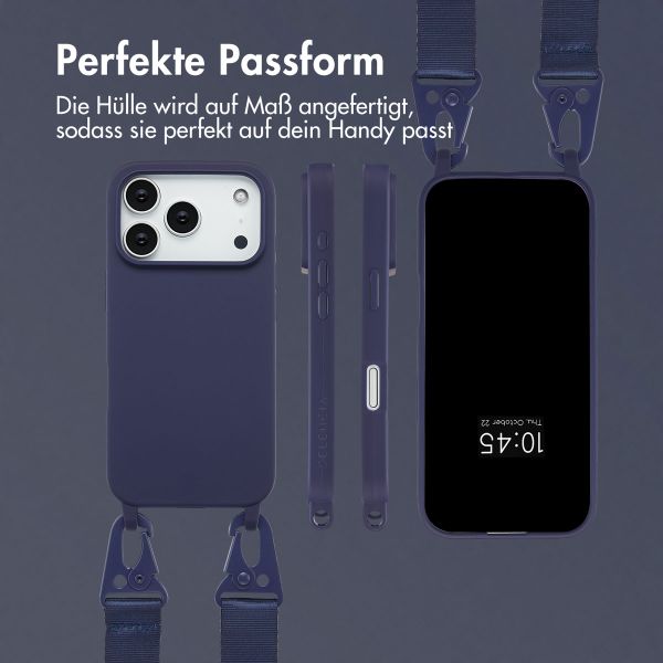 Selencia SilikonHülle mit abnehmbarem Band Apple iPhone 17 Pro - Dunkelblau