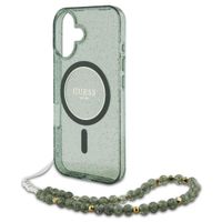 Guess MagSafe IML Glitter Case mit Beads Strap Apple iPhone 16 - Green