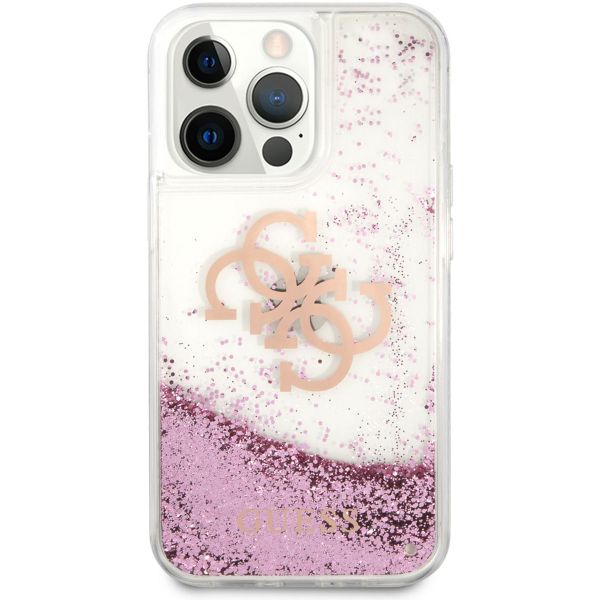 Guess 4G Logo Liquid Glitter Back Cover für das iPhone 13 Pro Max - Pink