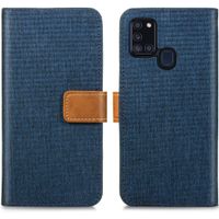 imoshion Luxuriöse Canvas-Klapphülle Samsung Galaxy A21s -Dunkelblau