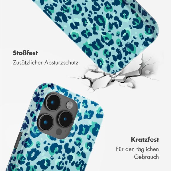 Selencia Vivid Tough Back Cover mit MagSafe für das iPhone 15 Pro - Wild Spots Light Blue