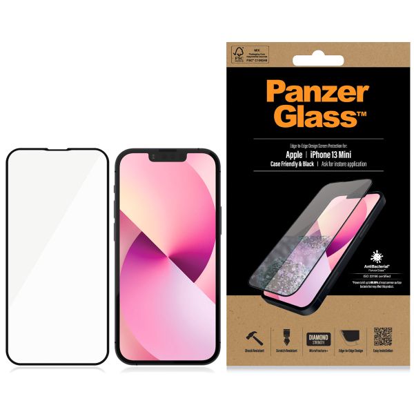 PanzerGlass Case Friendly Antibakterieller Screen Protector für das iPhone 13 Mini - Schwarz