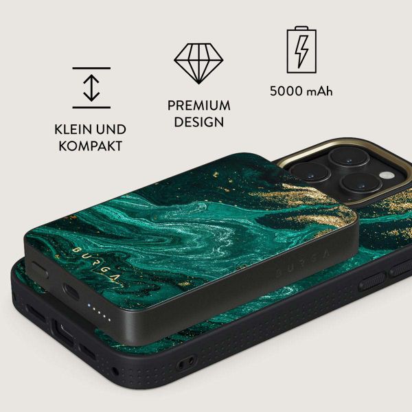 Burga Magnetische Powerbank 5.000 mAh - Geeignet für MagSafe und Qi2 - Emerald Pool / Gunmetal