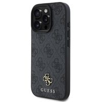 Guess 4G Metal Logo Back Cover MagSafe für das iPhone 16 Pro Max - Schwarz