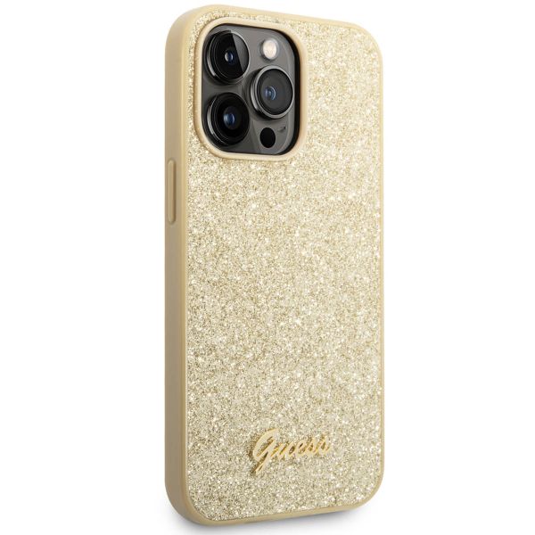 Guess Glitter Flakes Back Cover Apple iPhone 14 Pro - Gold