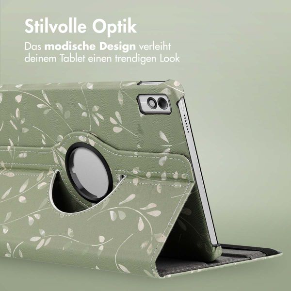 imoshion 360° drehbare Design Klapphülle Lenovo Tab M10 5G - Green Flowers