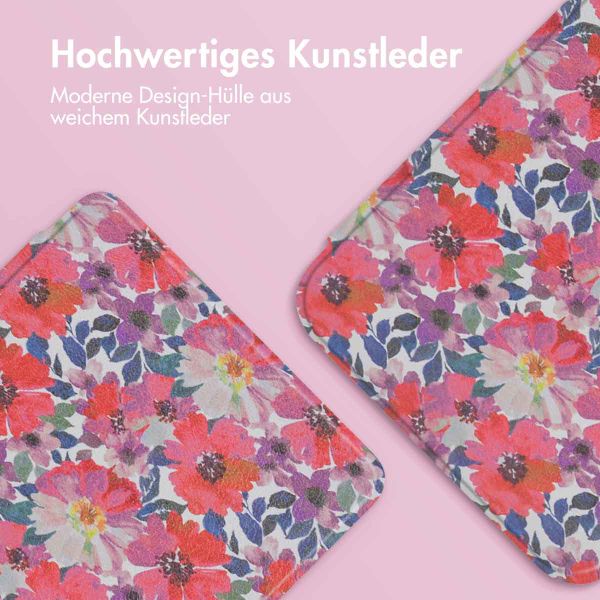 imoshion Design Slim Hard Case Sleepcover mit Stand für das Kobo Libra Colour / Tolino Vision Color - Flower Watercolor