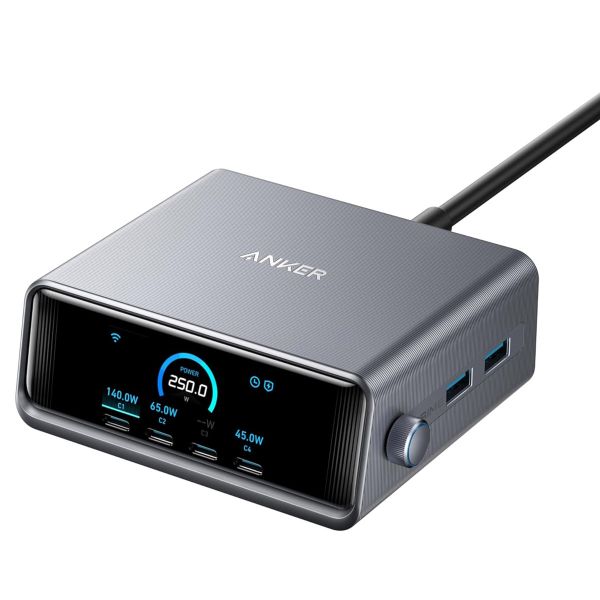 Anker Prime Charger 250 Watt GaNPrime | Dockingstation mit 6 Ports