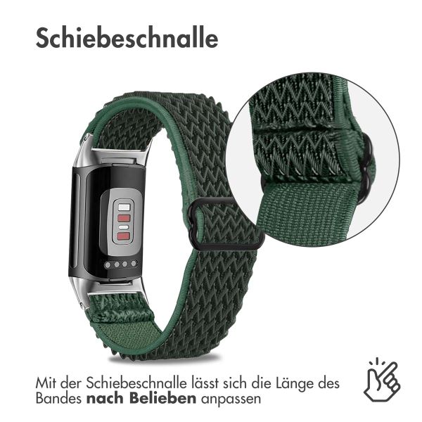 imoshion Elastische Nylonarmband für das Fitbit Charge 5 / Charge 6 - Grün