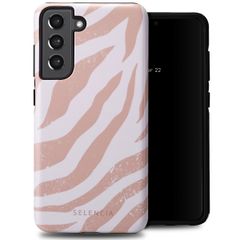 Selencia Vivid Tough Back Cover für das Samsung Galaxy S21 FE - Colorful Zebra Old Pink