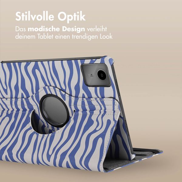 imoshion 360° drehbare Design Klapphülle für das Lenovo Tab M11 - White Blue Stripes