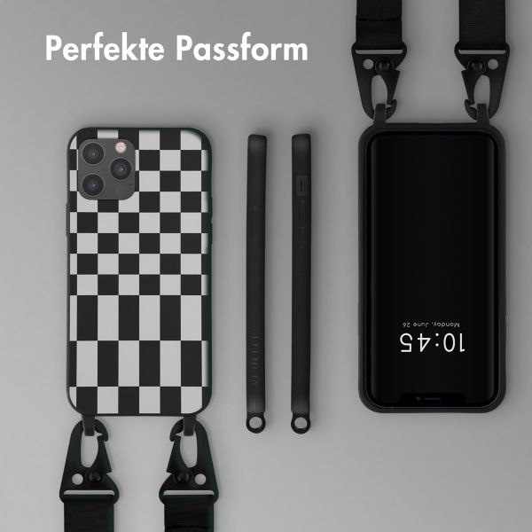 Selencia SilikonHülle design mit abnehmbarem Band Apple iPhone 12 (Pro) - Irregular Check Black