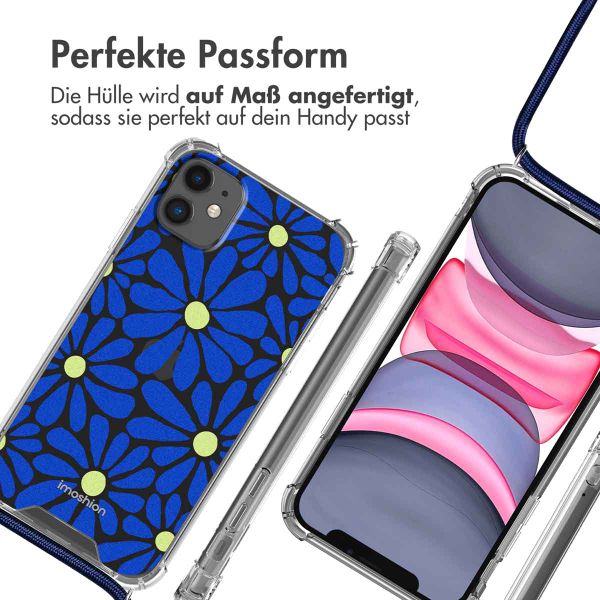 imoshion Design Hülle mit Band für das iPhone 11 - Cobalt Blue Flowers Connect