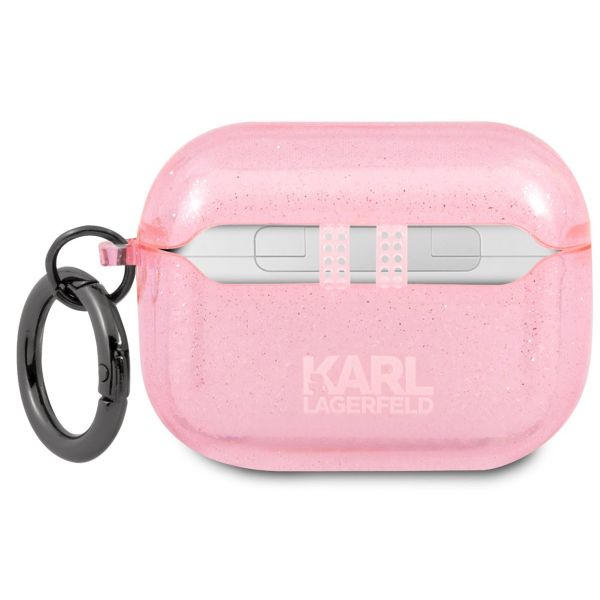 Karl Lagerfeld Karl's Head Silicone Glitter Case für das Apple AirPods Pro - Rosa