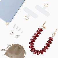 Selencia Rivièra MagSafe Backcover mit abnehmbaren Haken für das Apple iPhone 16 Pro Max - Powder Blue + Lova Handykette - Burgundy