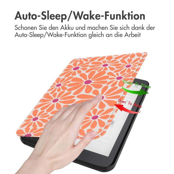 imoshion Design Slim Hard Case Sleepcover für das Kobo Aura One - Orange Flowers Connect