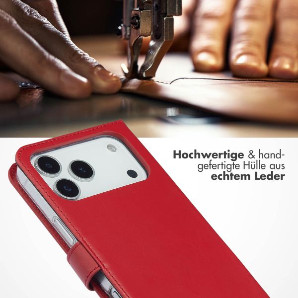Selencia Echtleder Klapphülle Apple iPhone 17 Pro Max - Rot