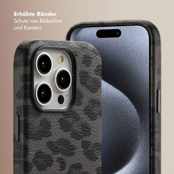 Selencia Sabi Backcover Leopardenmuster mit MagSafe Apple iPhone 15 Pro - Midnight Black