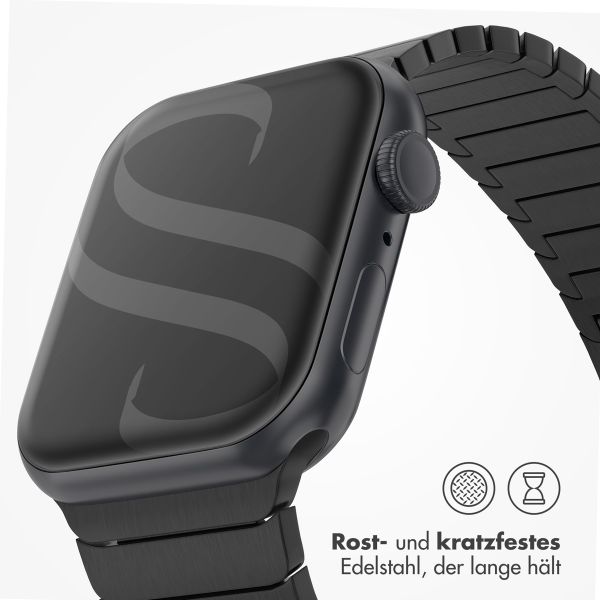 Selencia Gliederarmband aus Edelstahl für die Apple Watch Series 1 bis 9 / SE (38/40/41 mm) | Series 10 (42 mm) - Schwarz