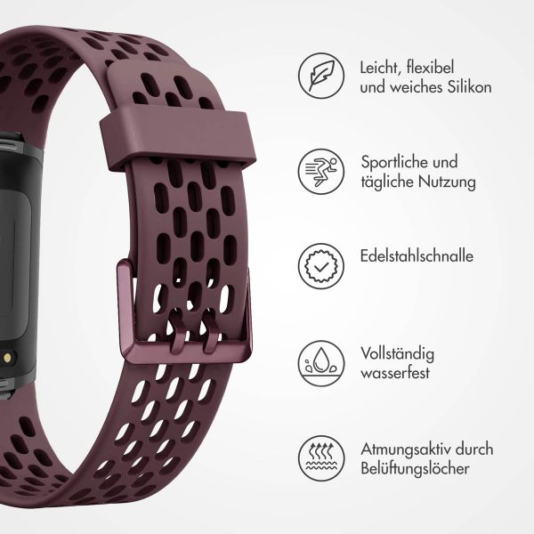 imoshion Silikon Sportarmband mit Löchern für die Fitbit Charge 5 / Charge 6 - Dunkelrot