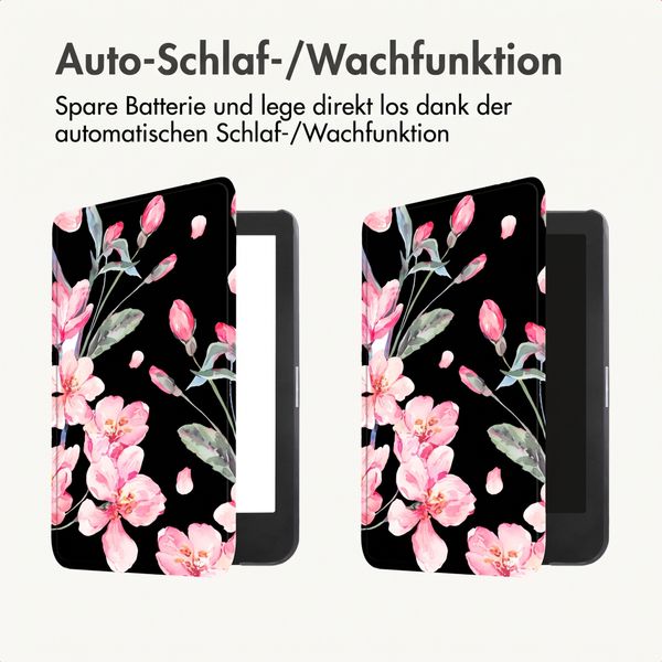 imoshion Design Slim Hard Case Klapphülle Kobo Clara HD - Blossom Watercolor Black