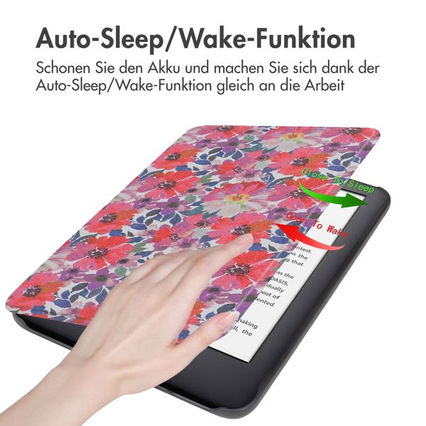 imoshion Design Slim Hard Case Klapphülle Amazon Kindle (2024) / Amazon Kindle (2022) 11th gen - Flower Watercolor
