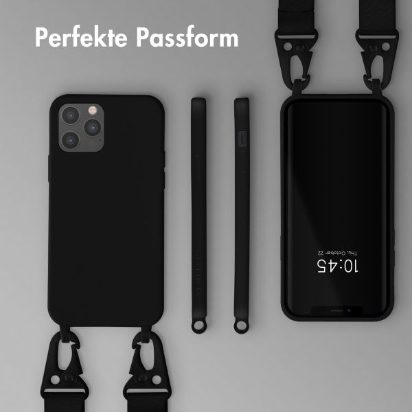 Selencia SilikonHülle mit abnehmbarem Band Apple iPhone 12 (Pro) - Schwarz