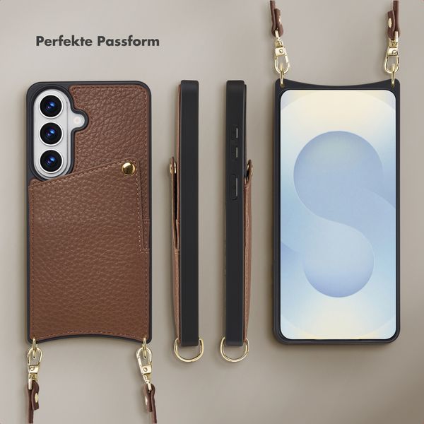 Selencia Nova HandyHülle mit Kordel und Kartenhalter Samsung Galaxy S26 - Mocha Brown