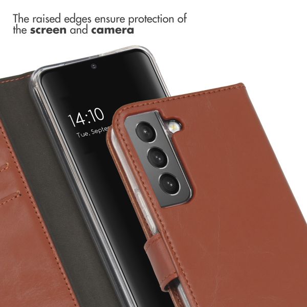 Selencia Echtleder Klapphülle Samsung Galaxy S22 - Hellbraun