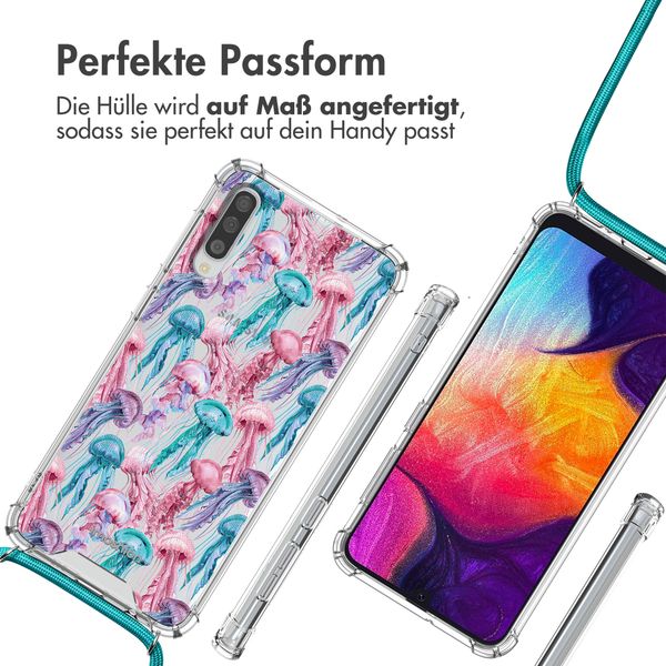 imoshion Design Hülle mit Band Samsung Galaxy A50 - Jellyfish Watercolor