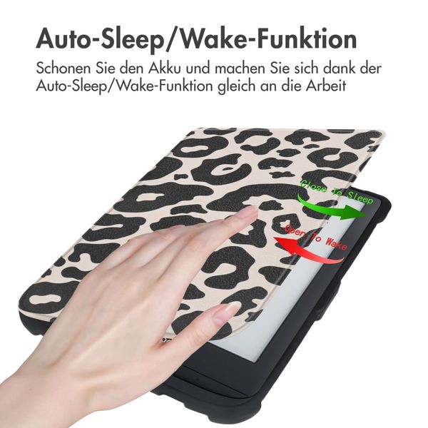 imoshion Design Slim Soft Case Sleepcover Pocketbook Touch Lux 5 / HD 3 / Basic Lux 4 / Vivlio Lux 5 - Leopard