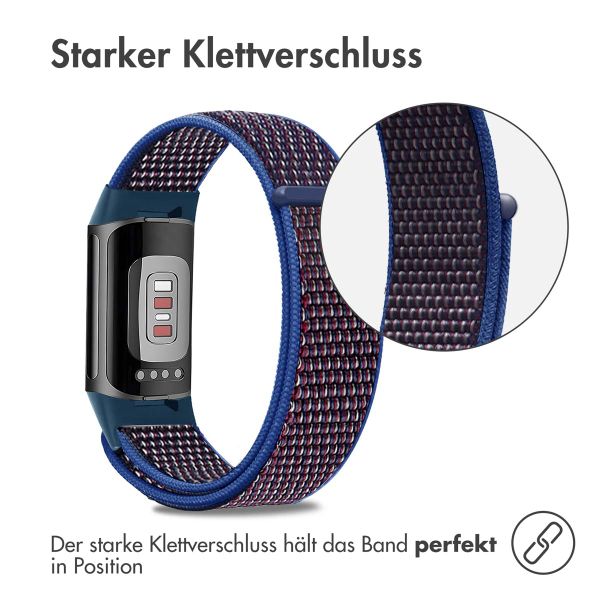 imoshion Nylonarmband für das Fitbit Charge 5 / Charge 6 - Größe S - Blau