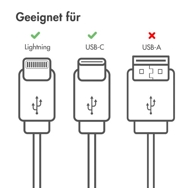 imoshion Lightning- auf USB-C-Kabel – nicht MFi-zertifiziert – Geflochtenes Gewebe – 0,5 m – Weiß