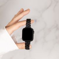 Selencia Jubilee inspiriertes schmales Edelstahlarmband für Apple Watch Series 1 t/m 9 / SE (38/40/41 mm) | Series 10 / 11 (42 mm) - Schwarz