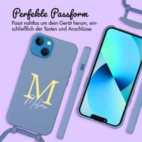 Personalisierte Color Backcover MagSafe mit abtrennbarem Band und Buchstaben für iPhone 13 - Ash Blue