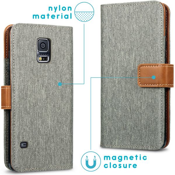 imoshion Luxuriöse Canvas-Klapphülle Samsung Galaxy S5 (Plus) / Neo