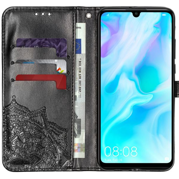 Mandala Klapphülle Schwarz für das Huawei P30 Lite