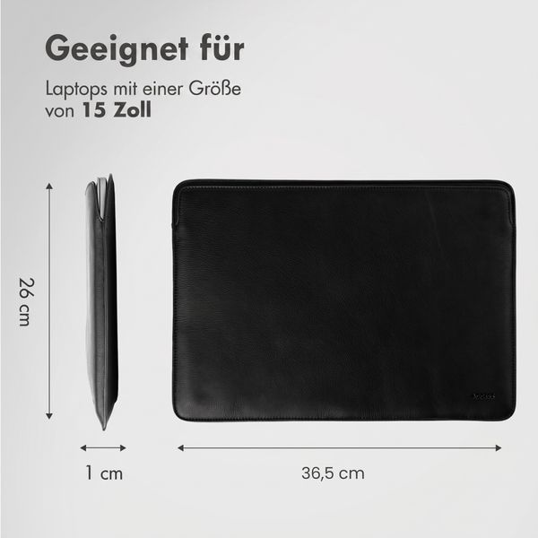 Accezz Leder Laptop Hülle 15 Zoll - Laptop Sleeve - Schwarz